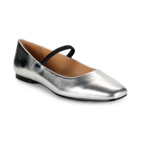 Saks Fifth Avenue Shoes - Saks Fifth Avenue Mary Jane in Silver with Black Strap